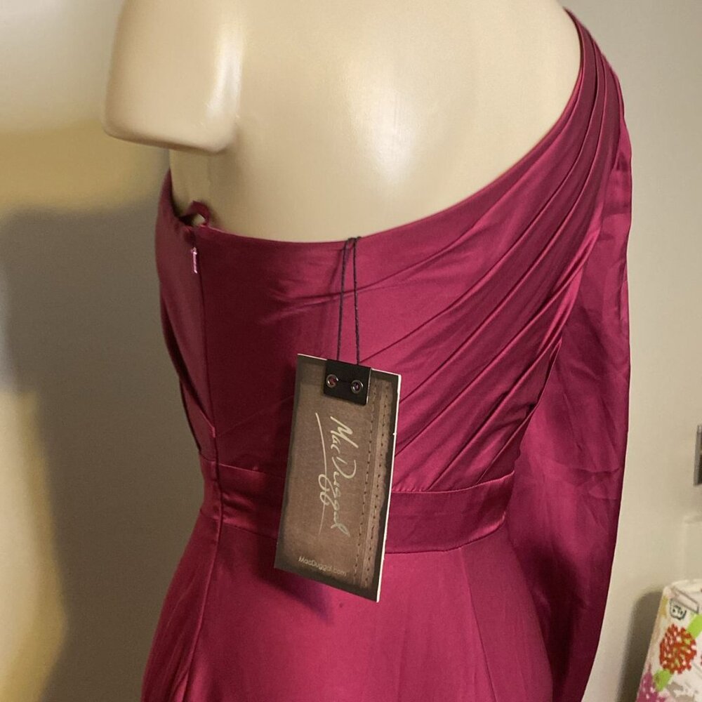 MAC DUGGAL HIGH LOW ONE SHOULDER FLOWY DRESS - Picture 11 of 12